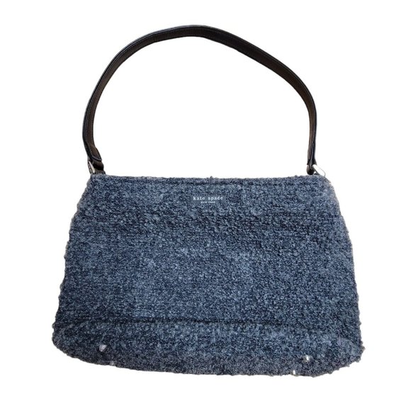 Kate Spade Nubby Black and Grey Wool Shoulder Bag Vintage Shoulder Purse